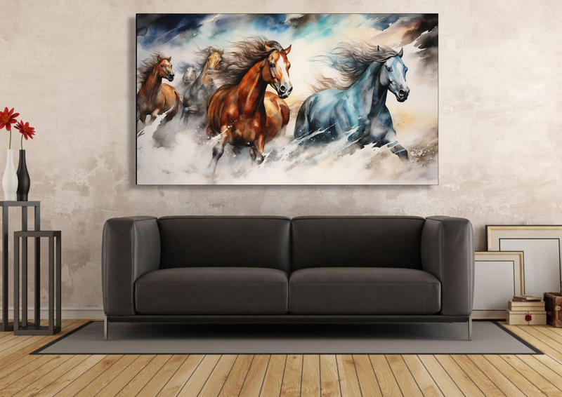 Canvas Wall Art - Watercolor Wild Horses - HC0912