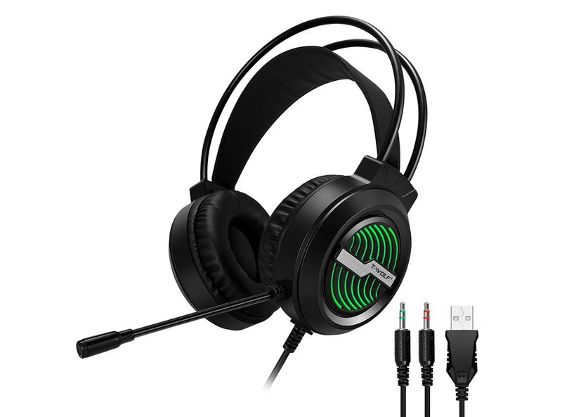 T-Wolf H130 Gaming Headset | Wired Over-Ear Headphones with Mic &amp; LED Light
