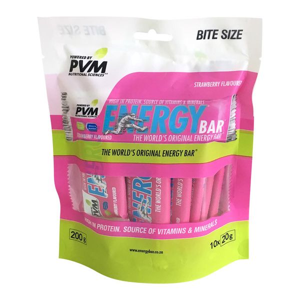PVM Bite Size Strawberry Energy Bars - Pack of 10 x 20g