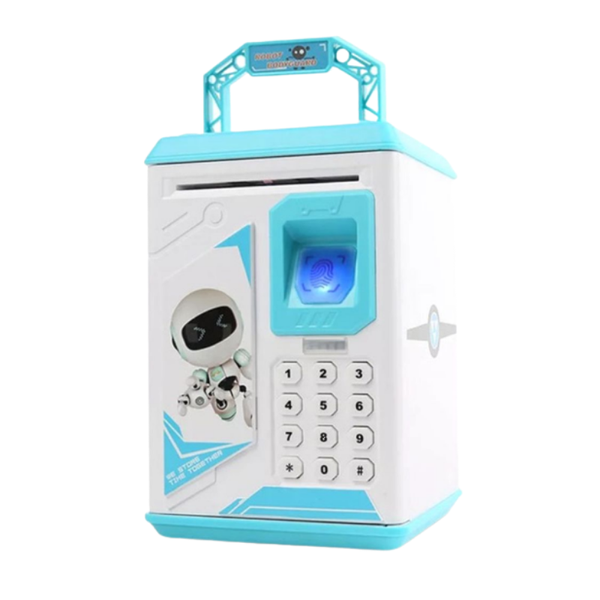 Robot Piggy Bank Kids ATM Electronic Fingerprint Password Money Safe