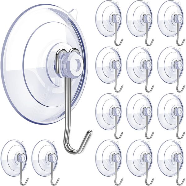15 Piece 4.5cm Clear Adhesive Small Reusable PVC Suction Cup Utility Hooks