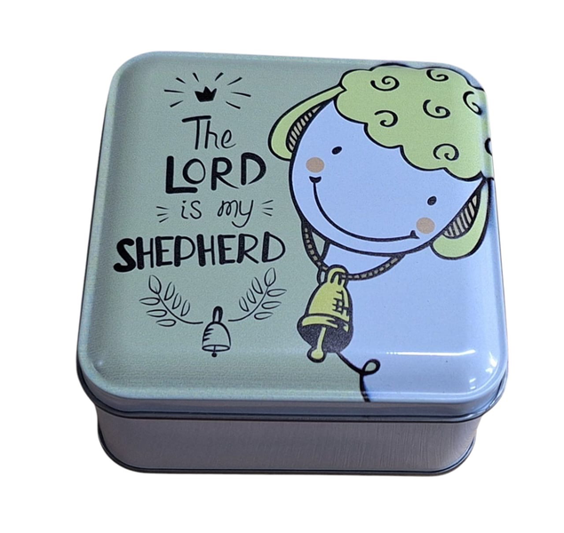 Small Custom Storage Tin 10 x 10 cm - The Lord is my Shepherd