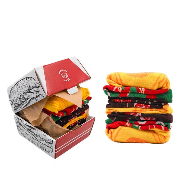 Trendy Creative Burger Socks Gift Box - 3 Pairs