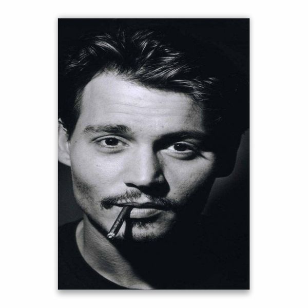 Johnny Depp Smoking Cigarette Grey Poster - A1
