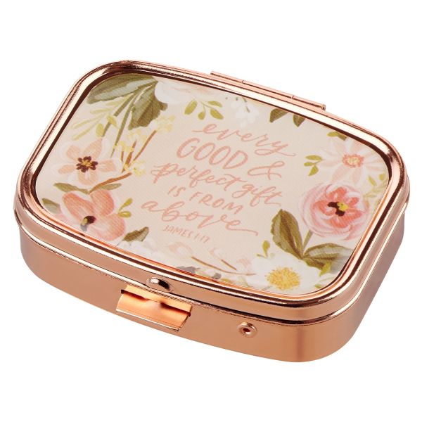 Pill Box - Every Good and Perfect Gift Is from Above, Metal, Rose Gold