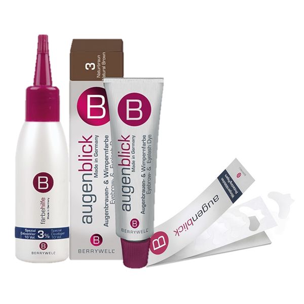 Berrywell Eyelash Tint No.3 Brown Kit-Tint Developer-Paper (Brush)