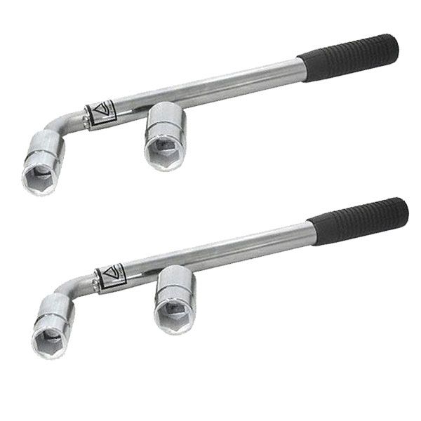 Telescopic L Type Wheel Spanner with Rubber Grip - 2 Pack