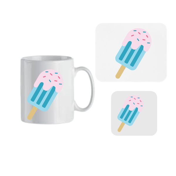 Ice Cream Stick Mug, Coaster and Mousepad