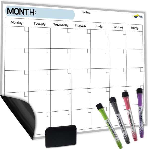 Magnetic Fridge Calendar - Whiteboard Monthly Planner - Dry Erase