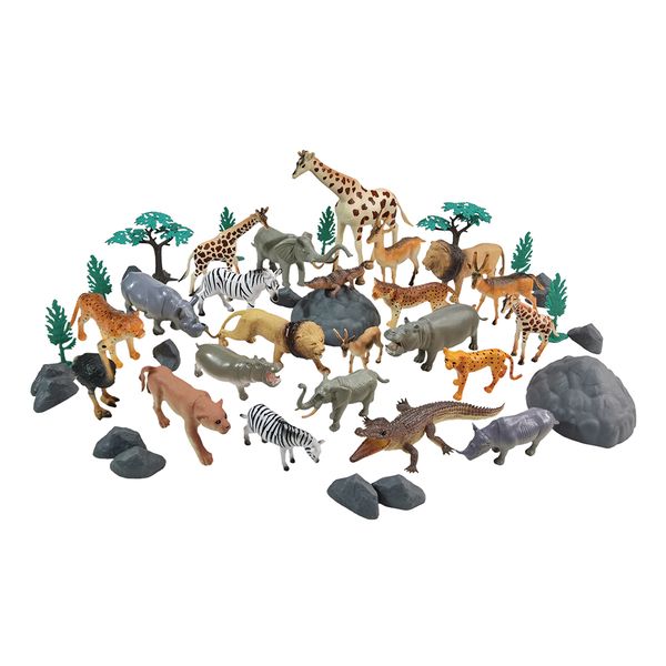 Planet Greenbean Jungle Animal Playset Bucket: 45 Pieces