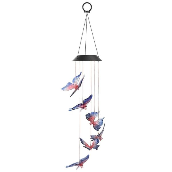 Solar Powered Wind Chimes Butterfly Garden Light