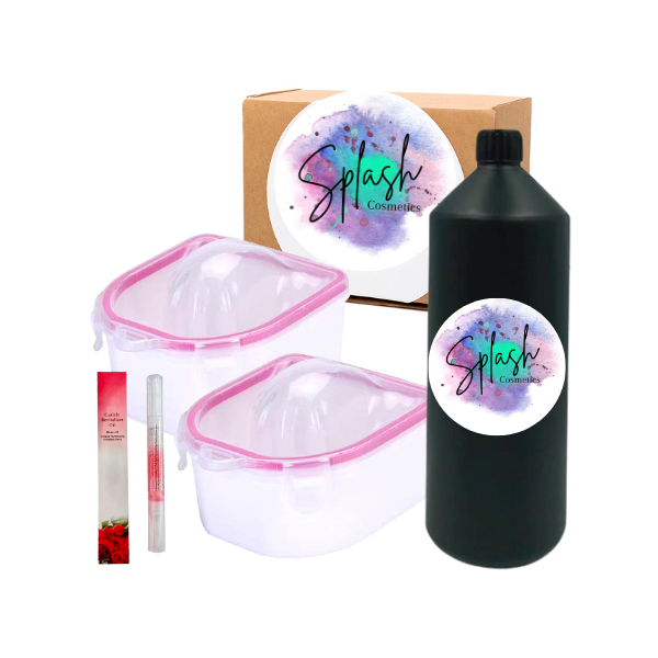 Splash Cosmetics UV Gel Soak Off Bowl Set of 2 &amp; 1 Acetone Combo