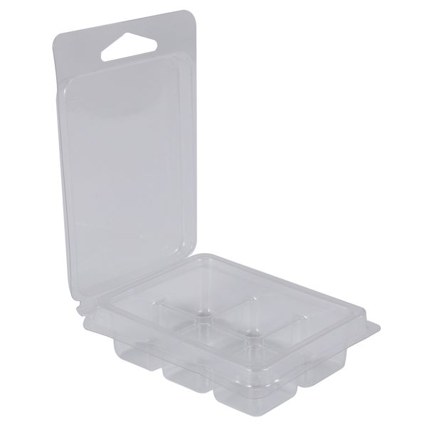 100 Packs Wax Melt Clamshells Molds Square, 6 Cavity Clear Plastic Cube Tra