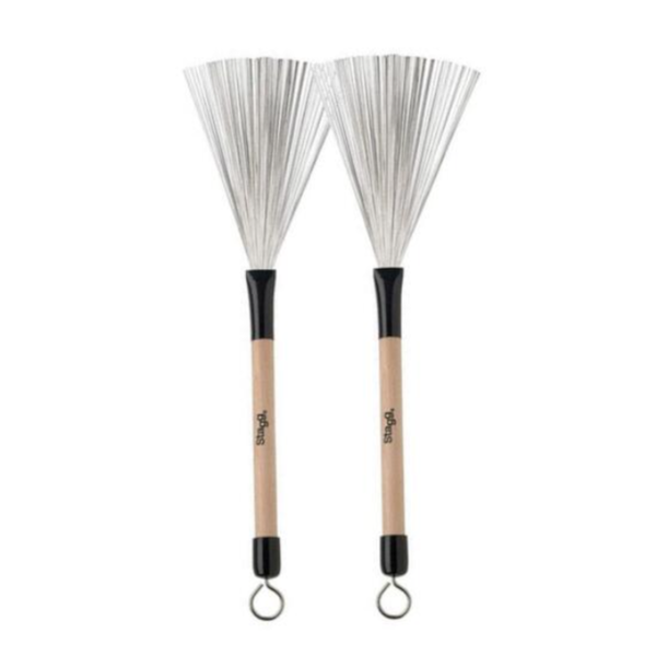 Stagg SBRU20 WM Telescopic Wire Brushes with Wooden Handle