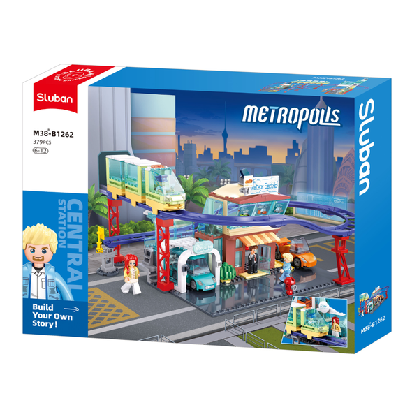 Sluban Building Set: Metropolis - Electric Bus &amp; E-Car Store - 379 Pieces