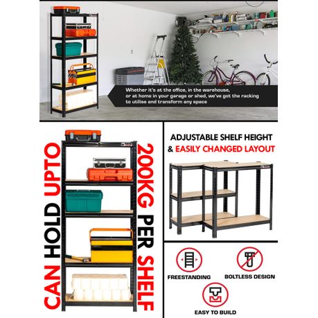 Rhino Racking: 180x120x45cm Black 1000kg Garage Shelving