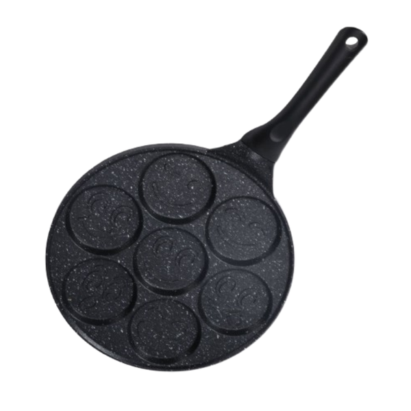 Smiley-Shaped Multi-Mould Non-Stick Fry Pan with Ergonomic Handle