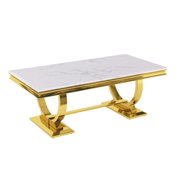 Luxury Marble Coffee Table- Marble Top With Stainless Steel Base