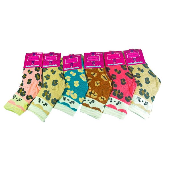 Colourful Leopard Design Comfortable Cotton Socks - 6 Pairs