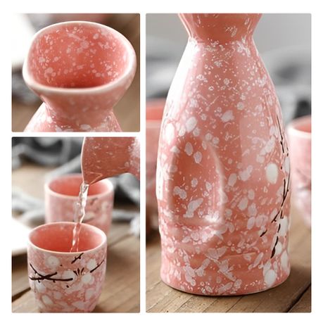 Plum Blossom Wine Set Japanese Sake Set Ceramic Wine Pot with