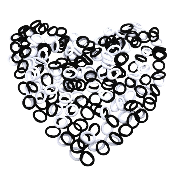 300 Piece Value Pack Elastic Hair Bands Set - Black &amp; White