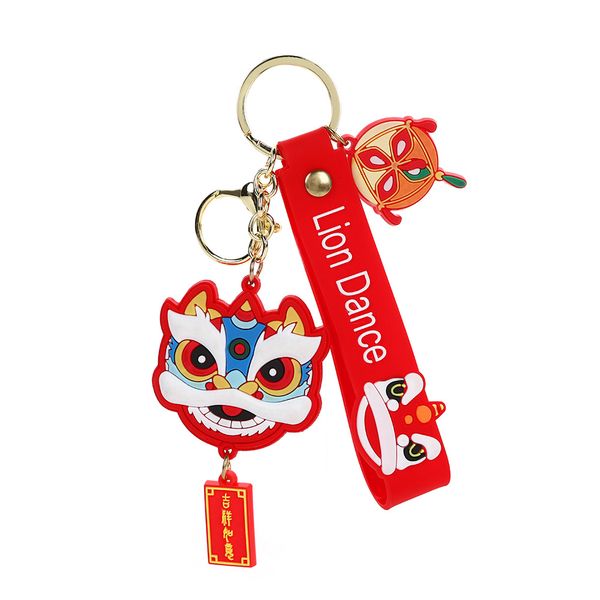 New Year Lucky Waking Lion Keychain - China Red