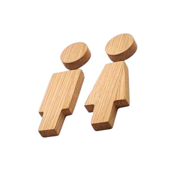 Wooden Men's &amp; Women's Toilet Sign - Double-Sided Tape