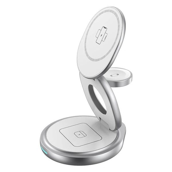 Alloy Metal and Silicone 3 in 1 Foldable Wireless Charging Stand