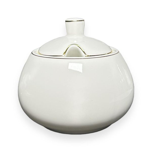 Porcelain Round Sugar Bowl White With Lid