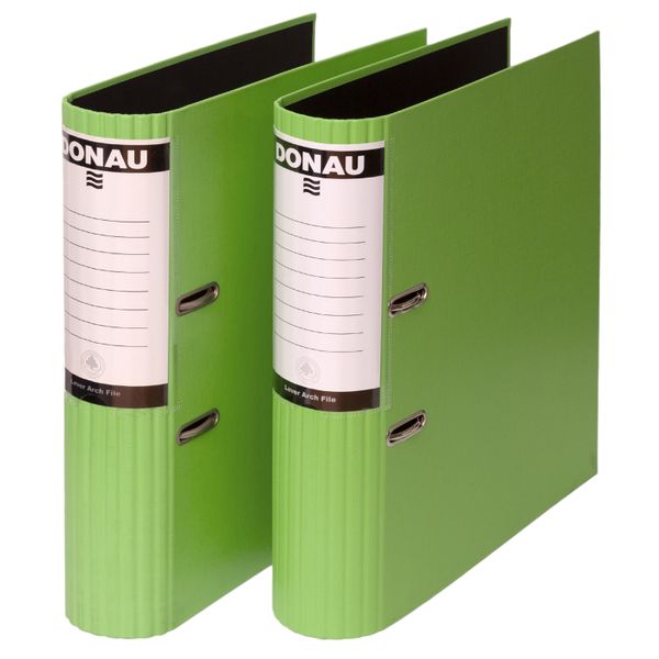 Donau A4 Lever Arch File 75mm PP Round Back - 2 Pack - Lime