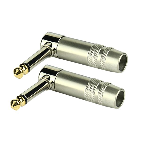 Tecnix Mono 1/4" Angled Jack Brass Tip Silver Chassis – pair