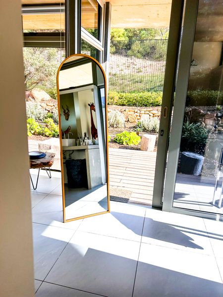 Arched Full-Length Mirror 160 x 50cm | Heavy Duty Metal Frame Floor Mirror