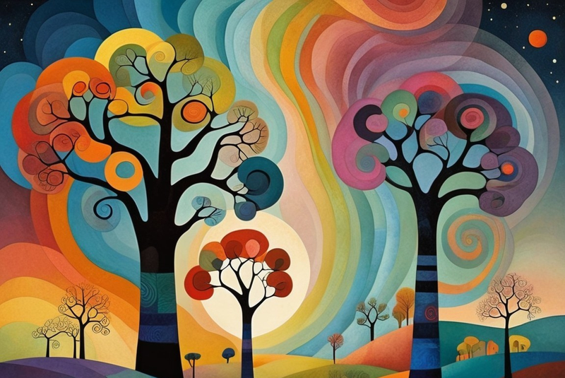Canvas Wall Art Home Decor - Colourful Trees