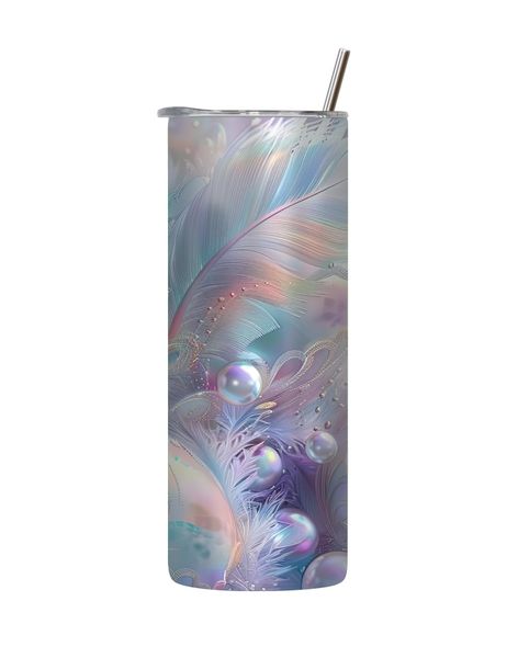 Feather 20 Oz Tumbler with Lid and Straw Trendy Easter Bunny Egg Graphic181