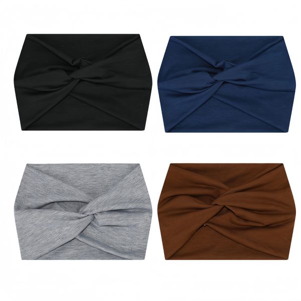 Stretchy Twist Knotted Headbands for Women-Absorbent Yoga &amp; Sports Headband