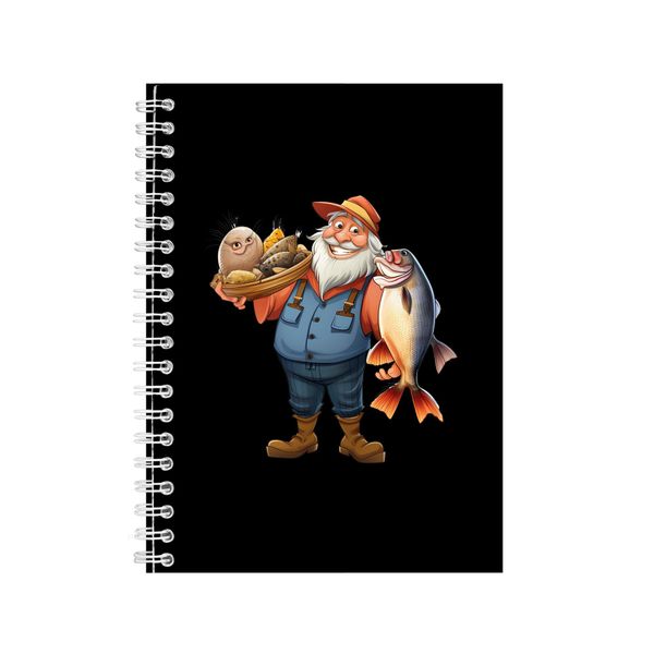 Happy A5 Notebook Spiral and Lined Fishing Lover Graphic Notepad Present196