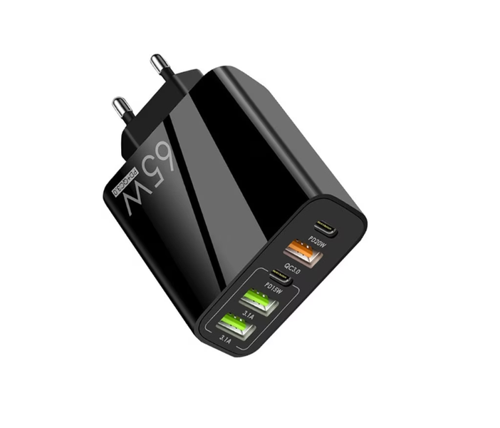 5-Port Network Charger, Supports 65W Fast Charging, Compatible with iPhone