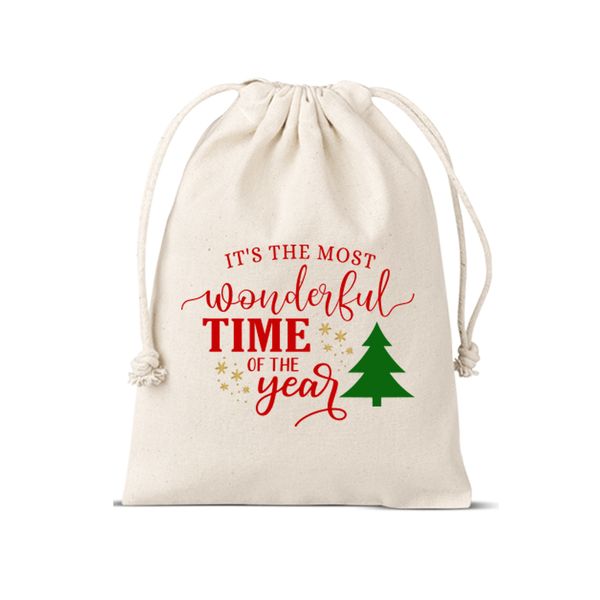Wonderful time of the year Christmas Santa sack drawstring bag - 50x35cm