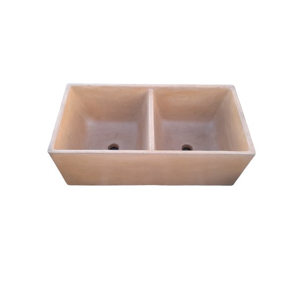 Large Burnt Orange Double Concrete Kitchen Butler Basin 800x400x260mm