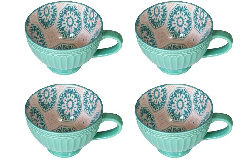 Spring Porcelain Breakfast Mug - 355ml - Set Of 4