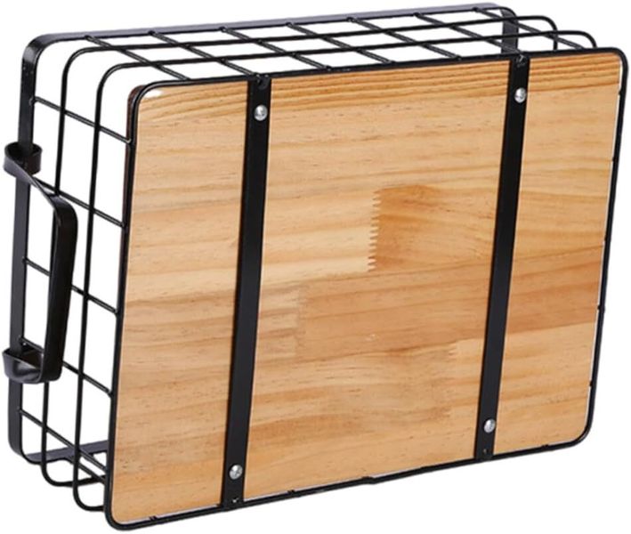 Rectangular Wire Fruit Basket with Wooden Base