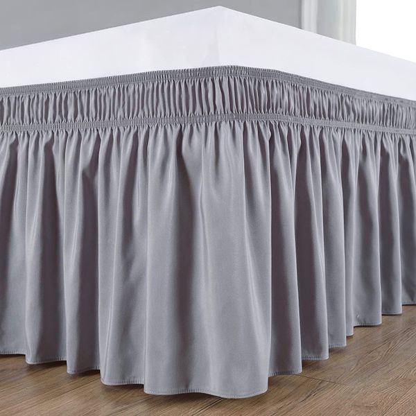 Grey-Grey Polyester Asian tc King Bedskirt