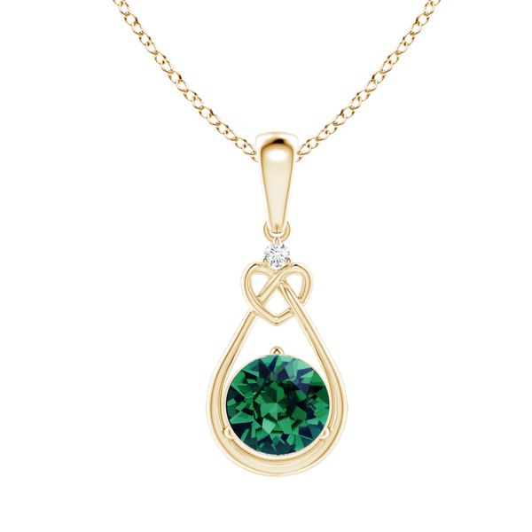Stella Luna Knotted Heart Pendant-Swarovski Emerald Crystal Gold