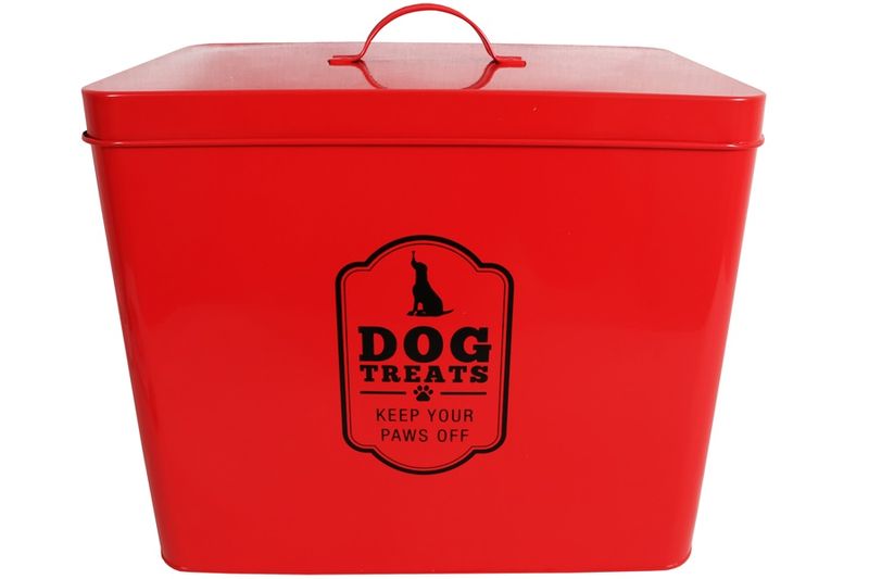 Red Tin Dog Food Storage Container 31x21x26