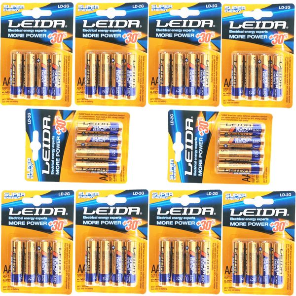 LEIDA Pack Of 4 AA Batteries / AAA Batteries 30% More Power 0% Mercury