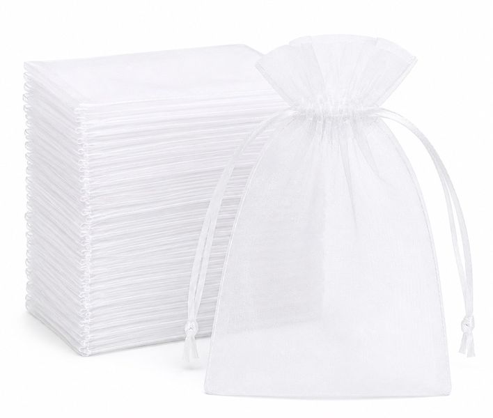 100 Organza 17cm × 23cm Bags in White, Black, Gold, Silver, Black and Red