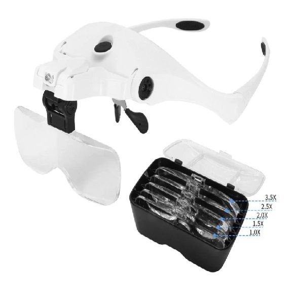 Adjustable 5 Lens Led Light Headband Magnifying image