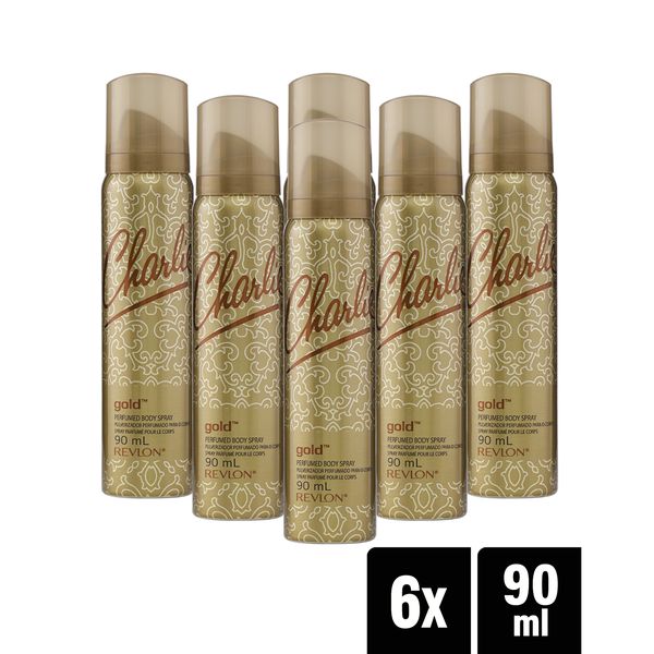 Revlon Charlie Gold Perfumed Deodorant Body Spray - 6 x 90ml
