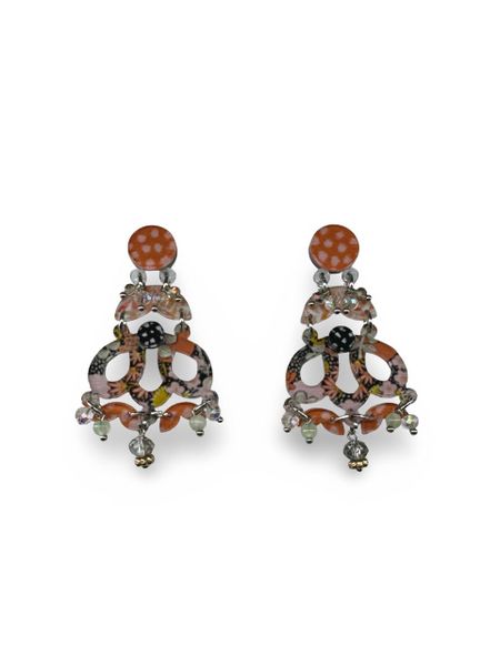 Lilly K Designs Grey, Mint &amp; Orange Plexiglass Drop &amp; Dangle Earrings 58209