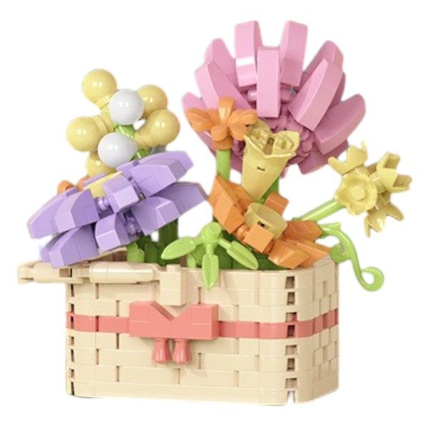 326 Pieces Flower Basket Building Blocks - Purple/Pink/Yellow